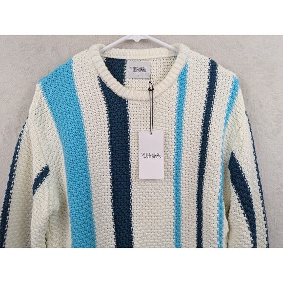 Stitches + Stripes sz S Sweater blue & white stripes long sleeves 1682 - Picture 2 of 6